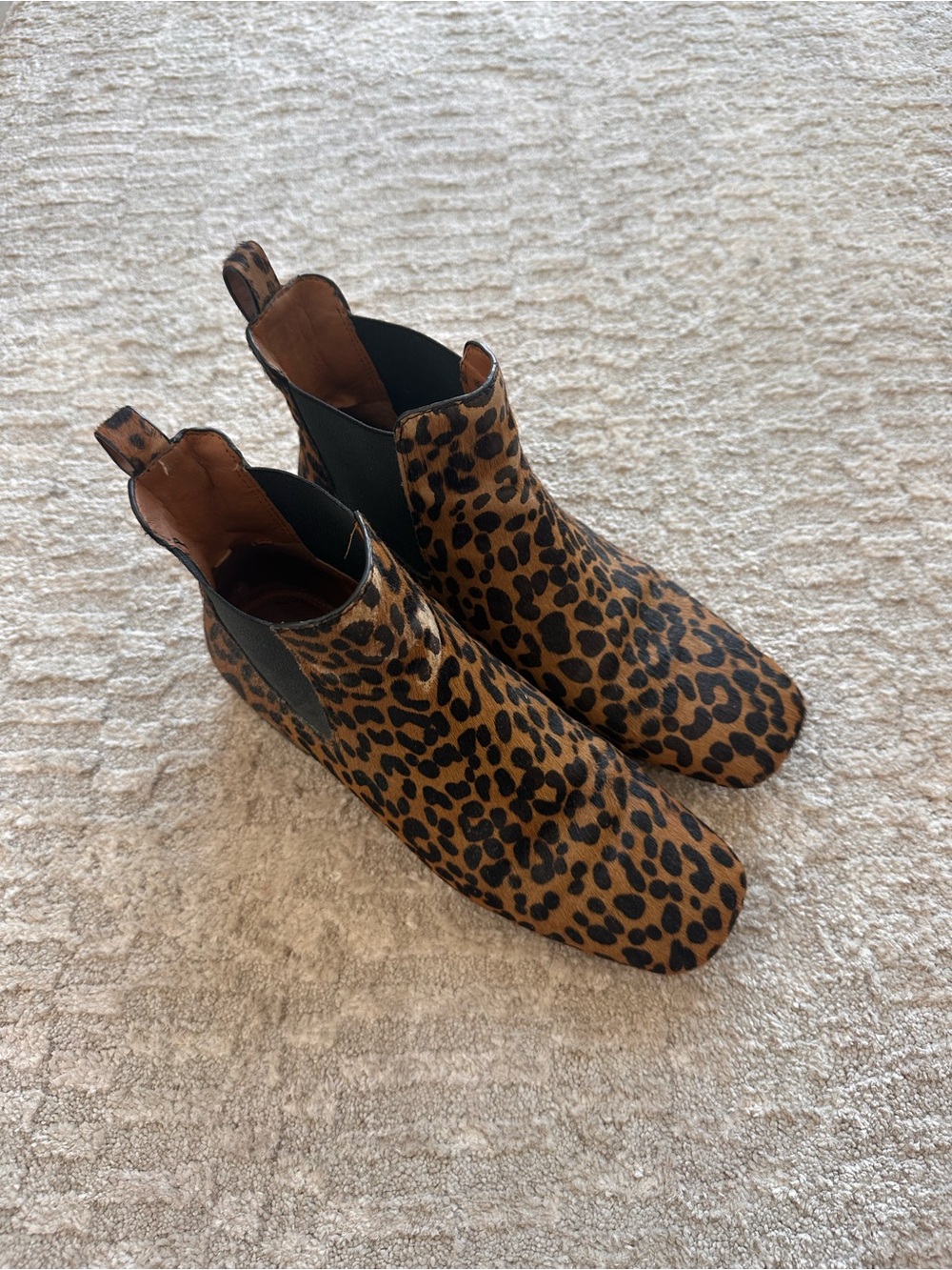 Franco Sarto Leopard Calf Hair Chelsea Boots Size 8